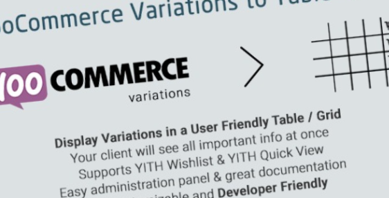 Woocommerce Variations to Table – Grid